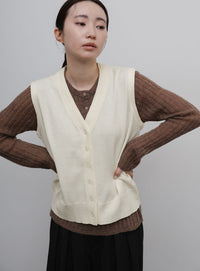 【Et】Knit wrap vest