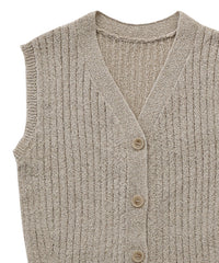 【Et】Linen-like Boucle Vest