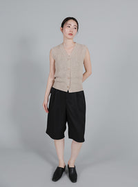 【Et】Linen-like Boucle Vest