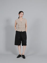 【Et】Linen-like Boucle Vest