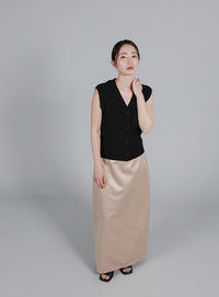【Et】Linen-like Boucle Vest