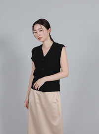 【Et】Linen-like Boucle Vest