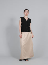 【Et】Linen-like Boucle Vest