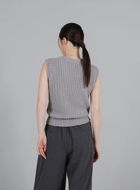 【Et】Linen-like Boucle Vest