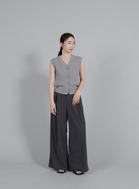 【Et】Linen-like Boucle Vest