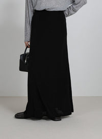 【サイズ展開あり】シャイニーストレッチナローロングスカート