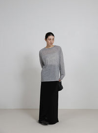 【サイズ展開あり】シャイニーストレッチナローロングスカート