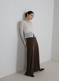 【サイズ展開あり】シャイニーストレッチナローロングスカート