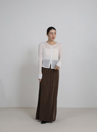 【サイズ展開あり】シャイニーストレッチナローロングスカート