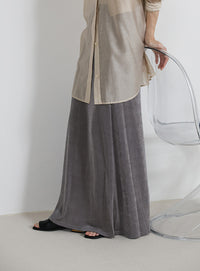 【サイズ展開あり】シャイニーストレッチナローロングスカート
