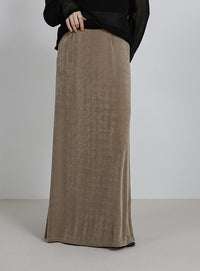 【サイズ展開あり】シャイニーストレッチナローロングスカート