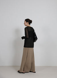 【サイズ展開あり】シャイニーストレッチナローロングスカート