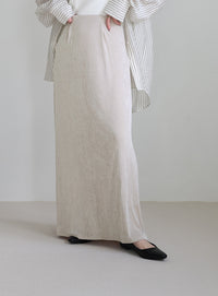 【サイズ展開あり】シャイニーストレッチナローロングスカート