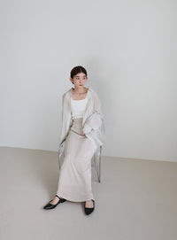 【サイズ展開あり】シャイニーストレッチナローロングスカート