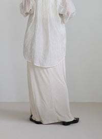 【サイズ展開あり】シャイニーストレッチナローロングスカート