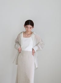 【サイズ展開あり】シャイニーストレッチナローロングスカート