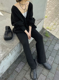シンプルストレートワイドニットパンツ【by SON】