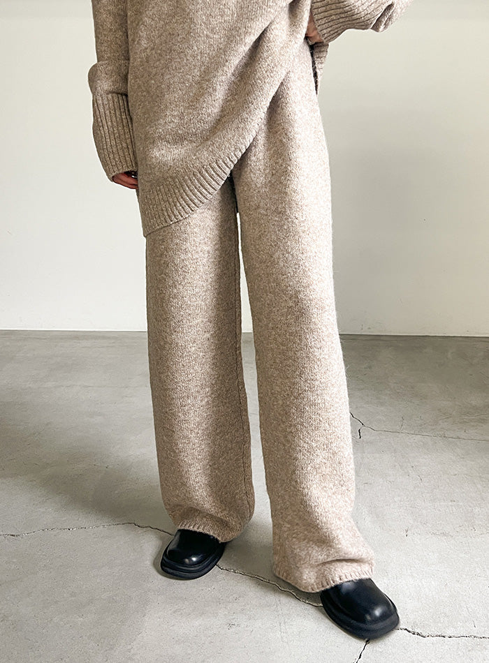 シンプルストレートワイドニットパンツ【by SON】 – SELECT MOCA