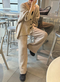 シンプルストレートワイドニットパンツ【by SON】