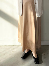 サテンナローロングスカート【by SON】