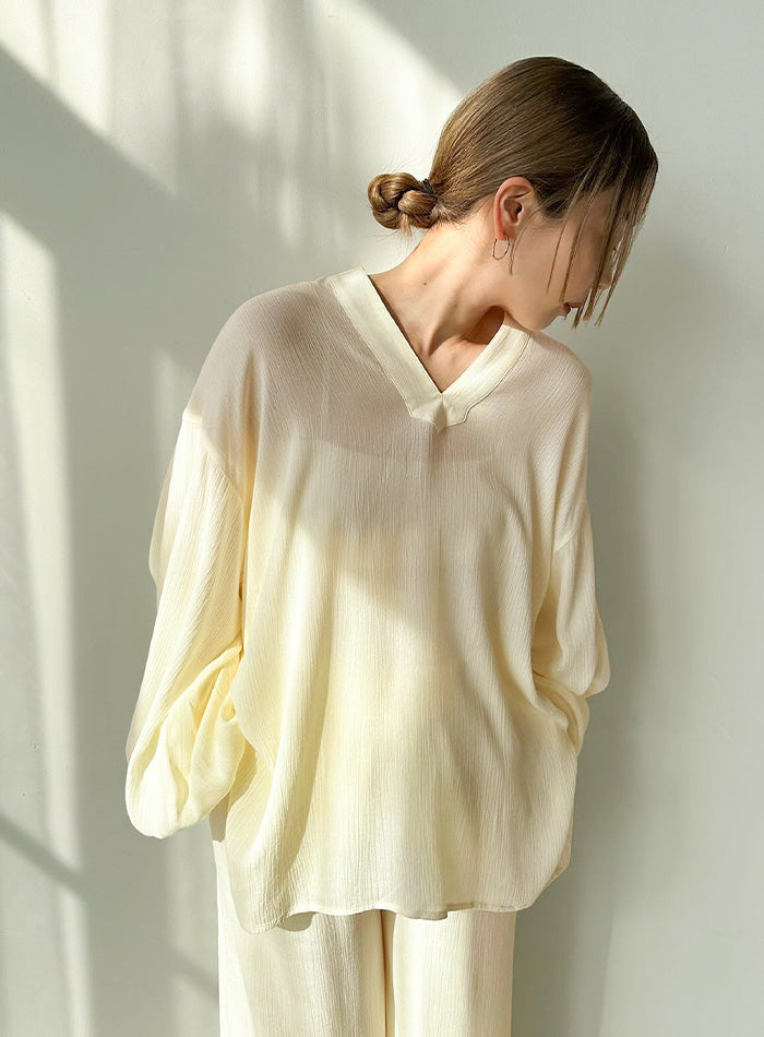 キーネックボリュームスリーブオーバーブラウス【by SON】【SALE】 – SELECT MOCA