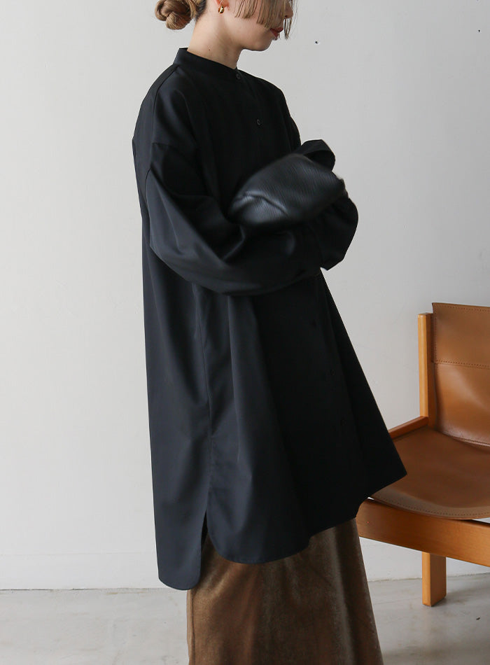 バンドカラータックスリーブロングシャツ【by SON】 – SELECT MOCA