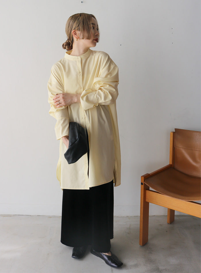 バンドカラータックスリーブロングシャツ【by SON】 – SELECT MOCA