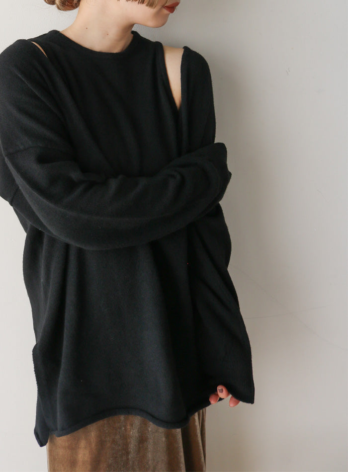 レイヤードディープVネックルーズニットセット【by SON】【SALE