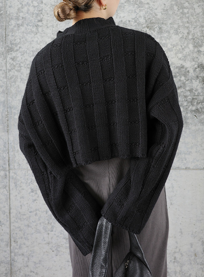 ストライプ クロップドニット 長袖 ニット セーター リンクスストライプクロップドニット