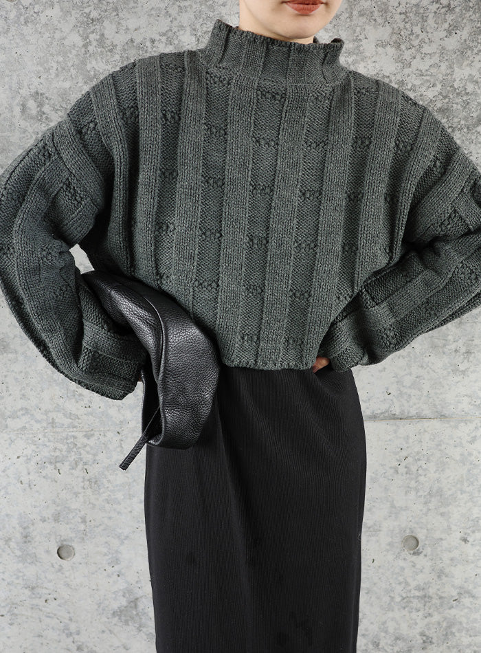 ストライプ クロップドニット 長袖 リンクスストライプクロップドニット【by SON】 – SELECT MOCA