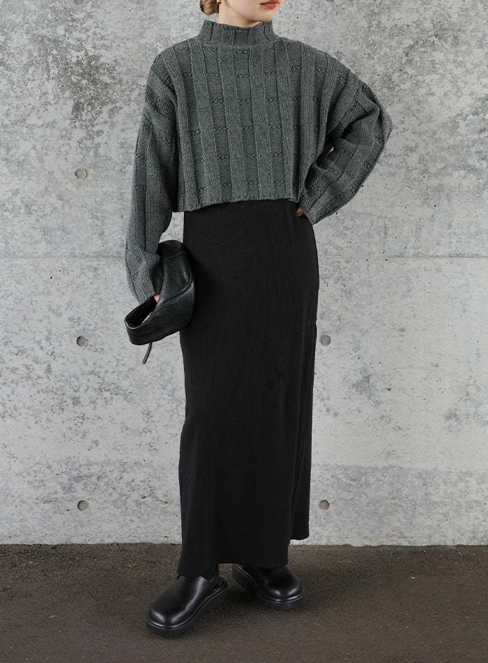 ストライプ クロップドニット 長袖 リンクスストライプクロップドニット【by SON】 – SELECT MOCA