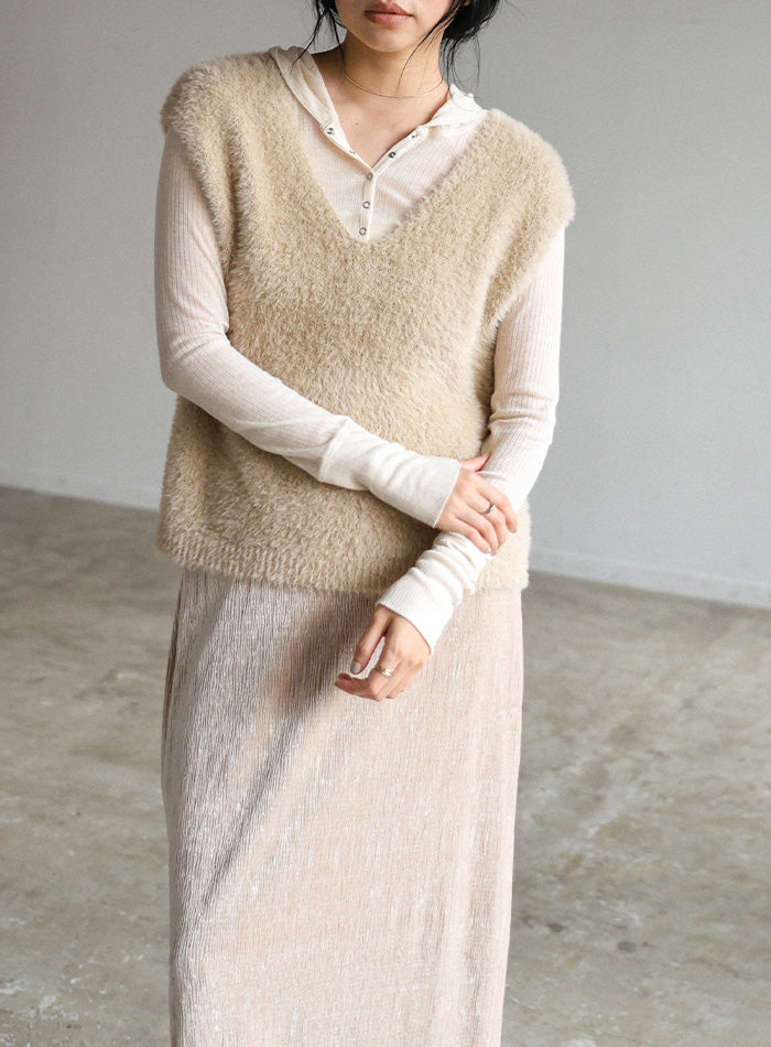 シャギーVネックベスト – SELECT MOCA