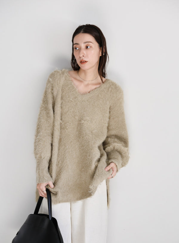 モヘアタッチ2WAYオーバーニット
