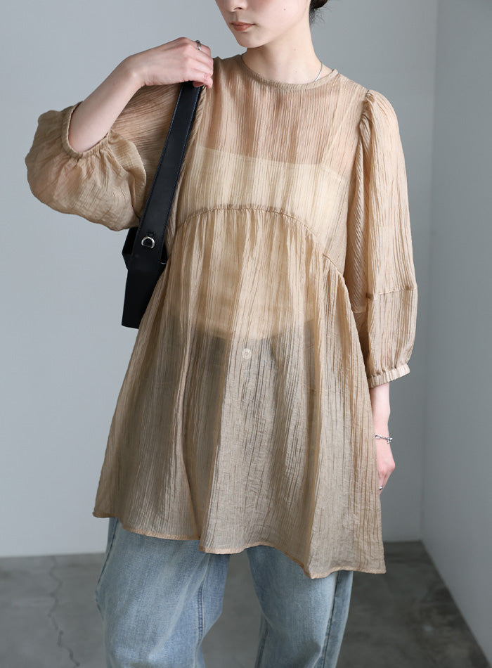 ボリュームスリーブシアーチュニック【SALE】