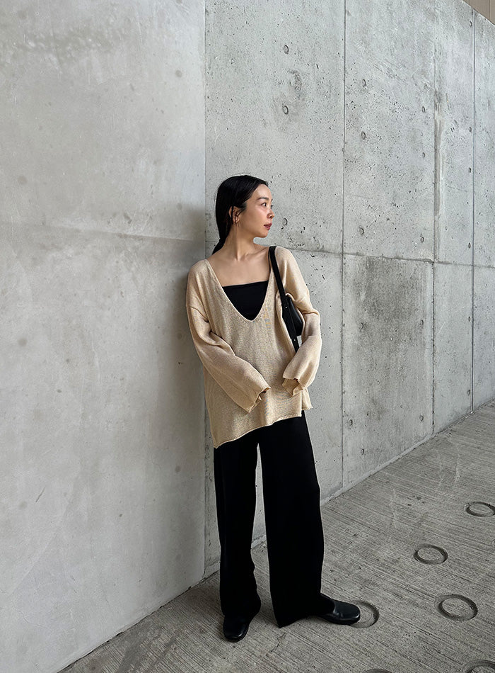 【サイズ展開あり】ディープVネックルーズニット【by SON】【SALE】