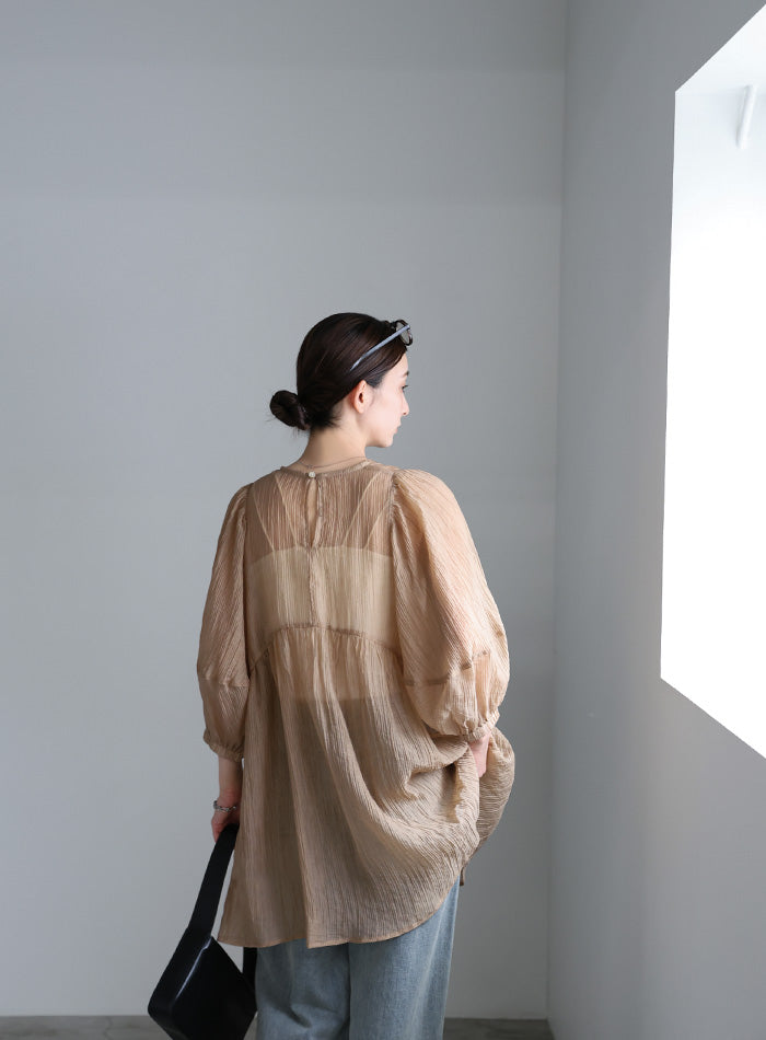 ボリュームスリーブシアーチュニック【SALE】
