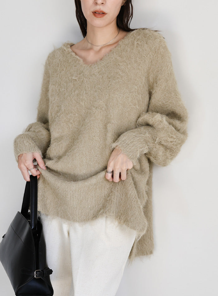 モヘアタッチ2WAYオーバーニット