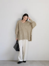 モヘアタッチ2WAYオーバーニット