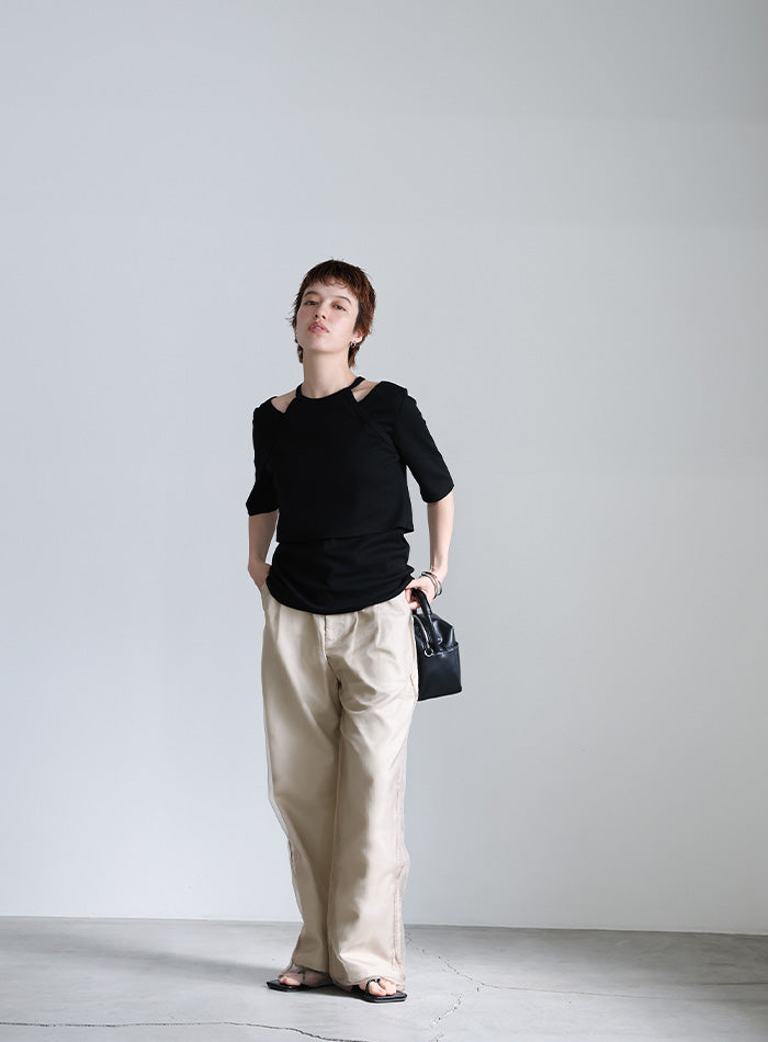 シースルーレイヤードパンツ【SALE】