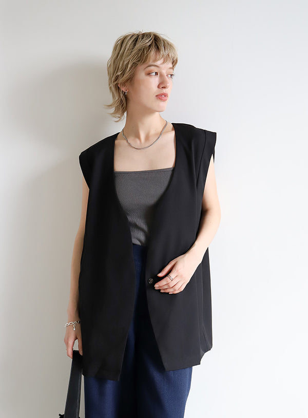 ノーカラーコクーンシルエットベスト【SALE】