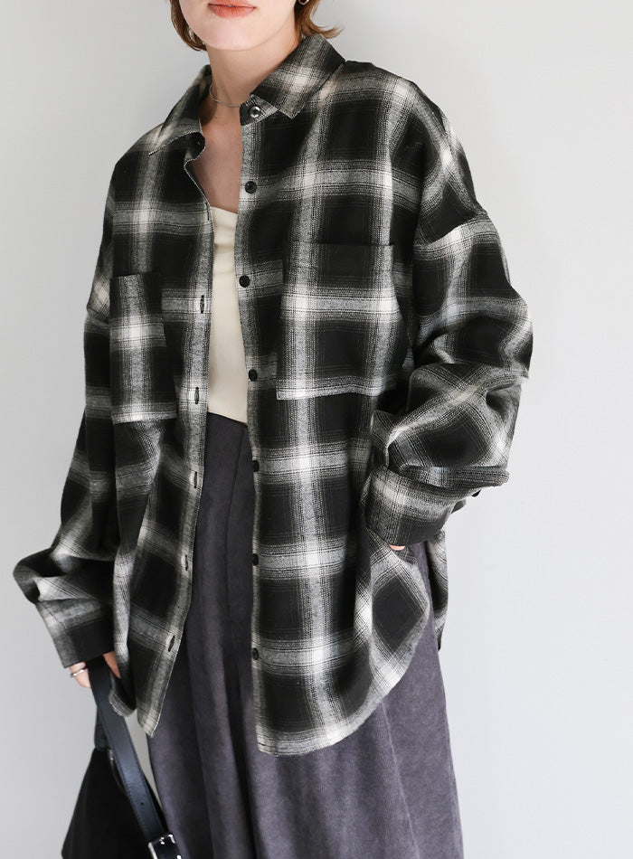 チェックロングシャツ
