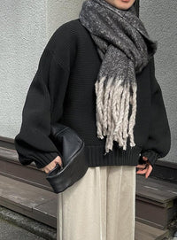 ボリュームフリンジヘリンボーンシャギーマフラー