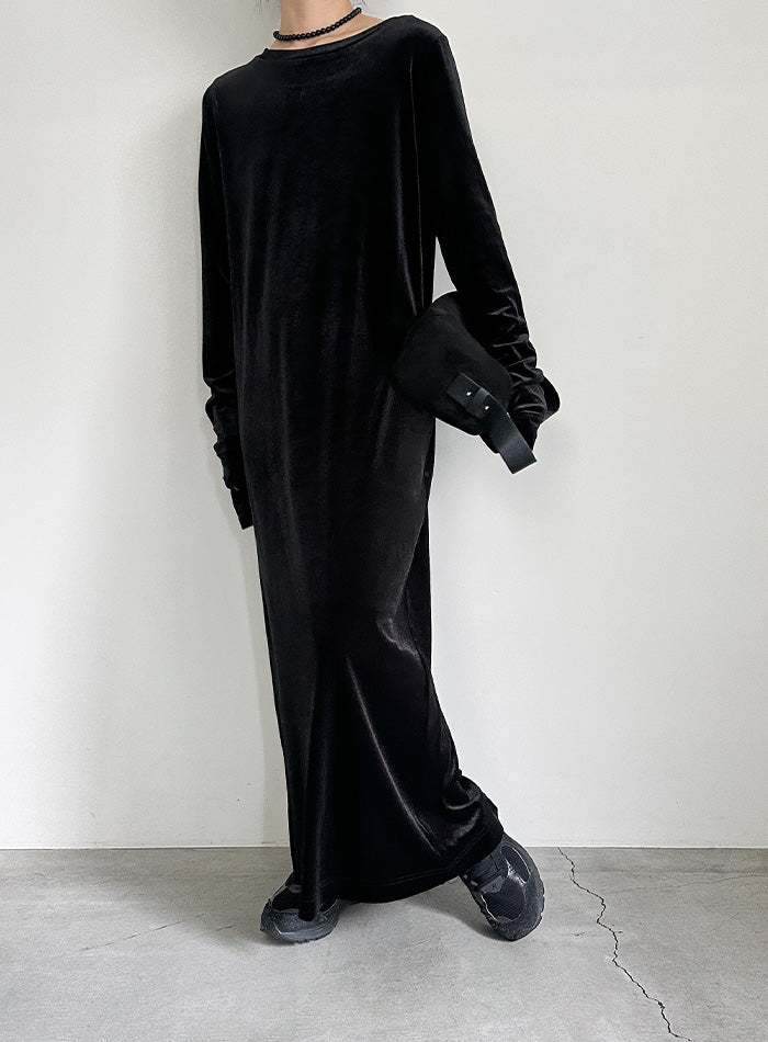 フィンガースリーブベロアロングワンピ―ス【by SON】 – SELECT MOCA