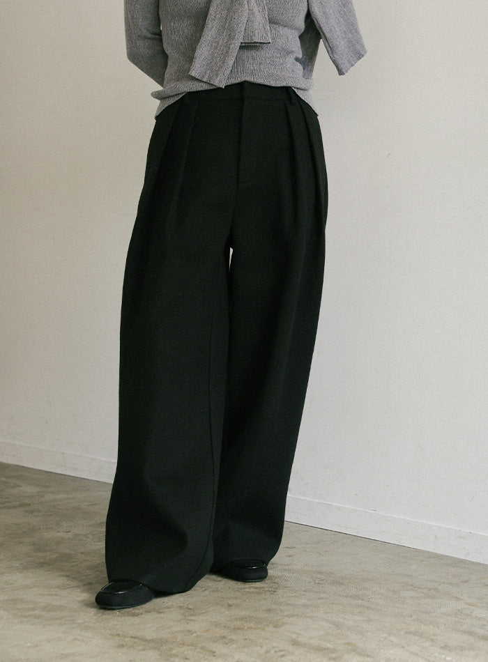 フェイクウールダブルタックパンツ