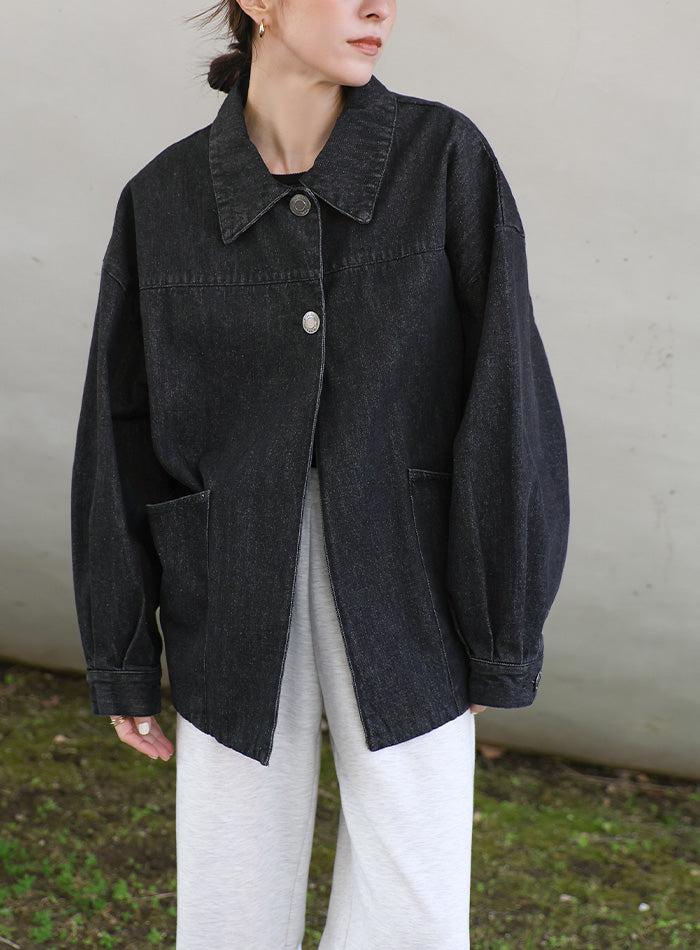 サイズ展開あり】バックギャザーオーバーデニムジャケット【SALE