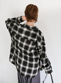 チェックロングシャツ
