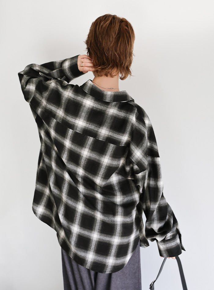 チェックロングシャツ