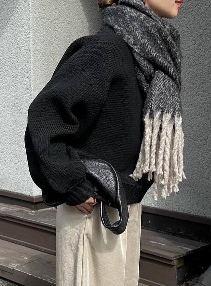 ボリュームフリンジヘリンボーンシャギーマフラー