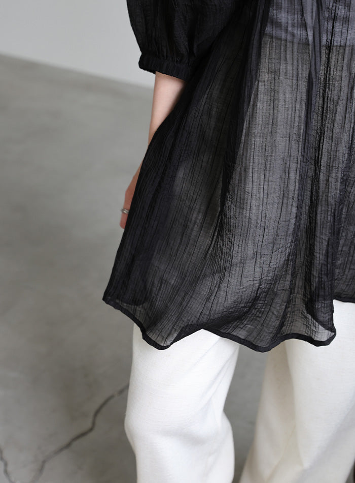 ボリュームスリーブシアーチュニック【SALE】