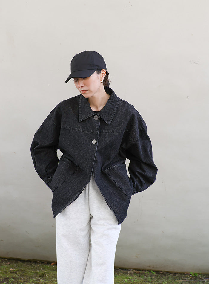 サイズ展開あり】バックギャザーオーバーデニムジャケット【SALE